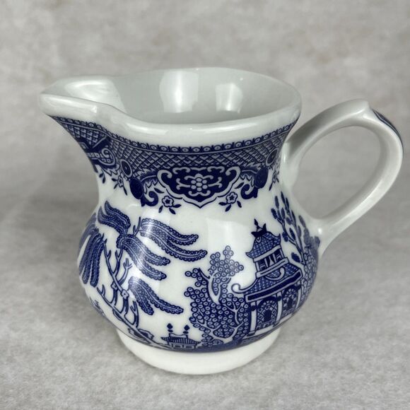 Churchill Blue Willow Creamer & Sugar Bowl With Lid Made in England - Picture 9 of 12